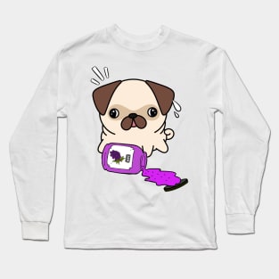 Naughty Pug Spills a jar of grape jam! Long Sleeve T-Shirt